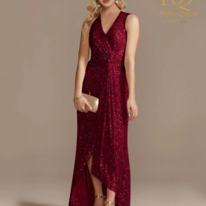 فساتين بطول الأرض ورقبة على شكل حرف v