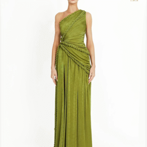 فستان سهرة جيرسي أخضر فاتح