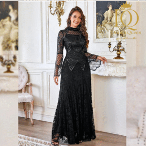 فستان سهرة أنيق من الدانتيل الأسود